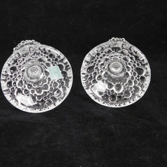 PartyLite Tiny Bubbles Taper Pair 4" Clear Candle Holders P7718 New in Box - Picture 6 of 12